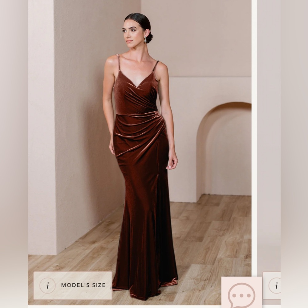 Revelry Rory Terracotta Velvet Bridesmaids Dress 8